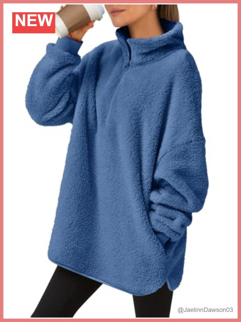 Fuzzy Sherpa Pullover Quarter Zip Sweatshirt Oversized Fleece